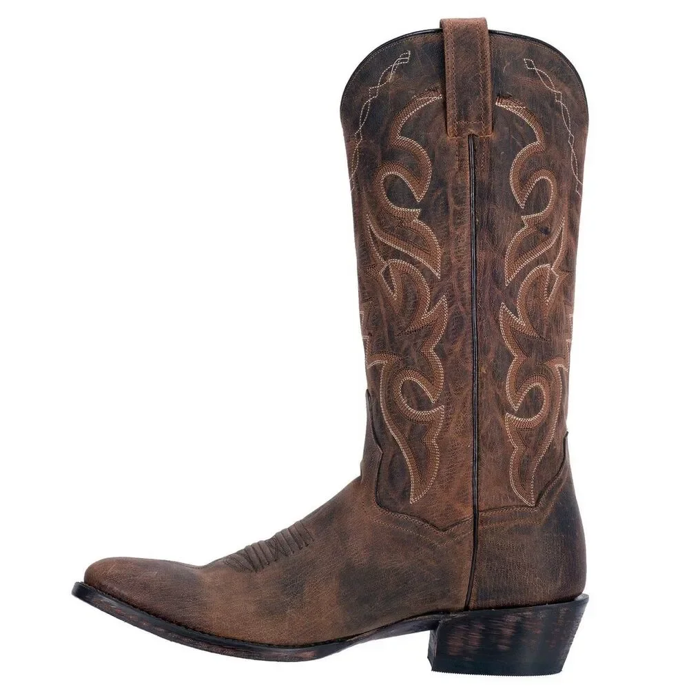 Dan Post Boots Renegade Distressed Embroidered Snip Toe Pull On Cowboy Men Sz 12